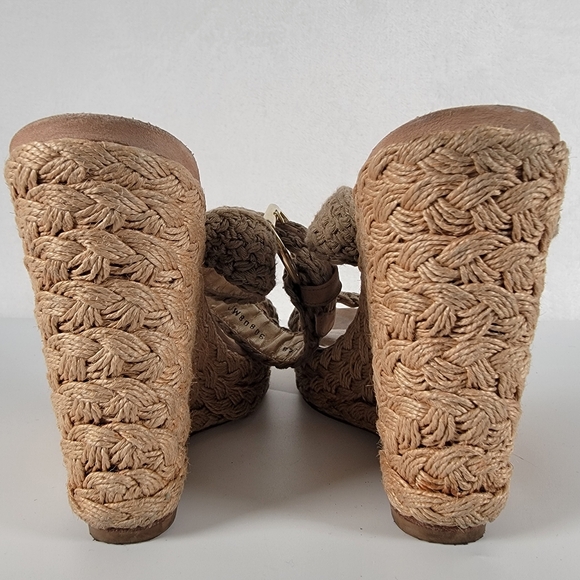 Stuart Weitzman Platform Wedge Espadrille Sandals in Tan, Size 8.5 - Picture 7 of 10